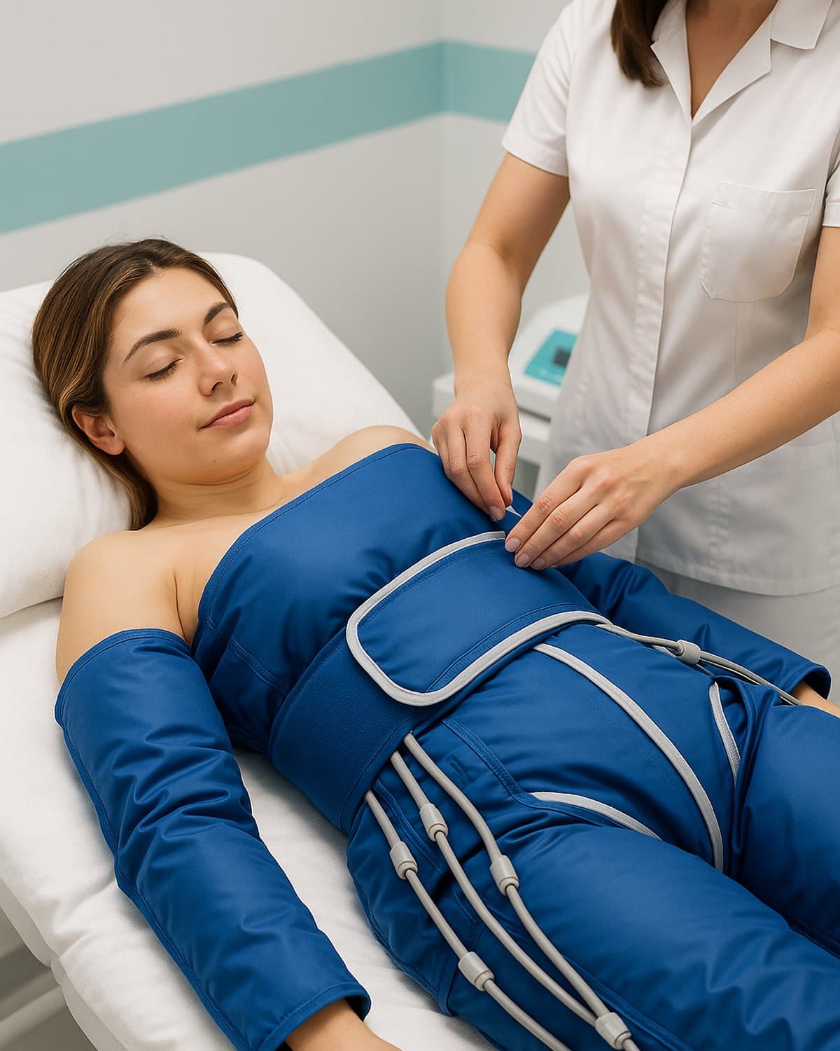 Botas de presoterapia durante la sesión — Clínica Pura Vida Valencia